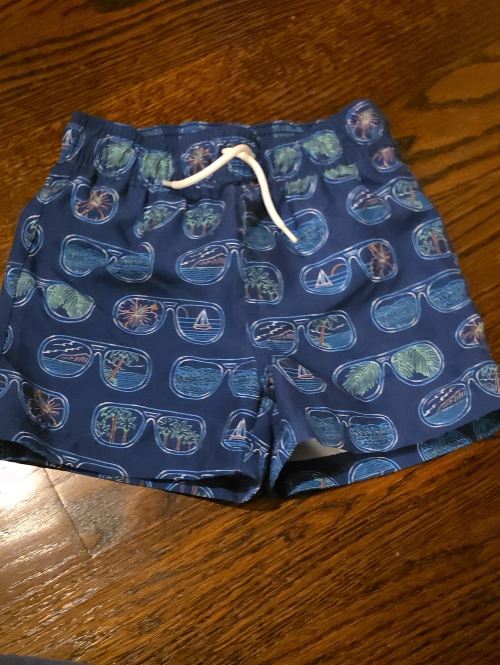 Janie and Jack Navy Blue Sunglass-Scene Swim Trunks